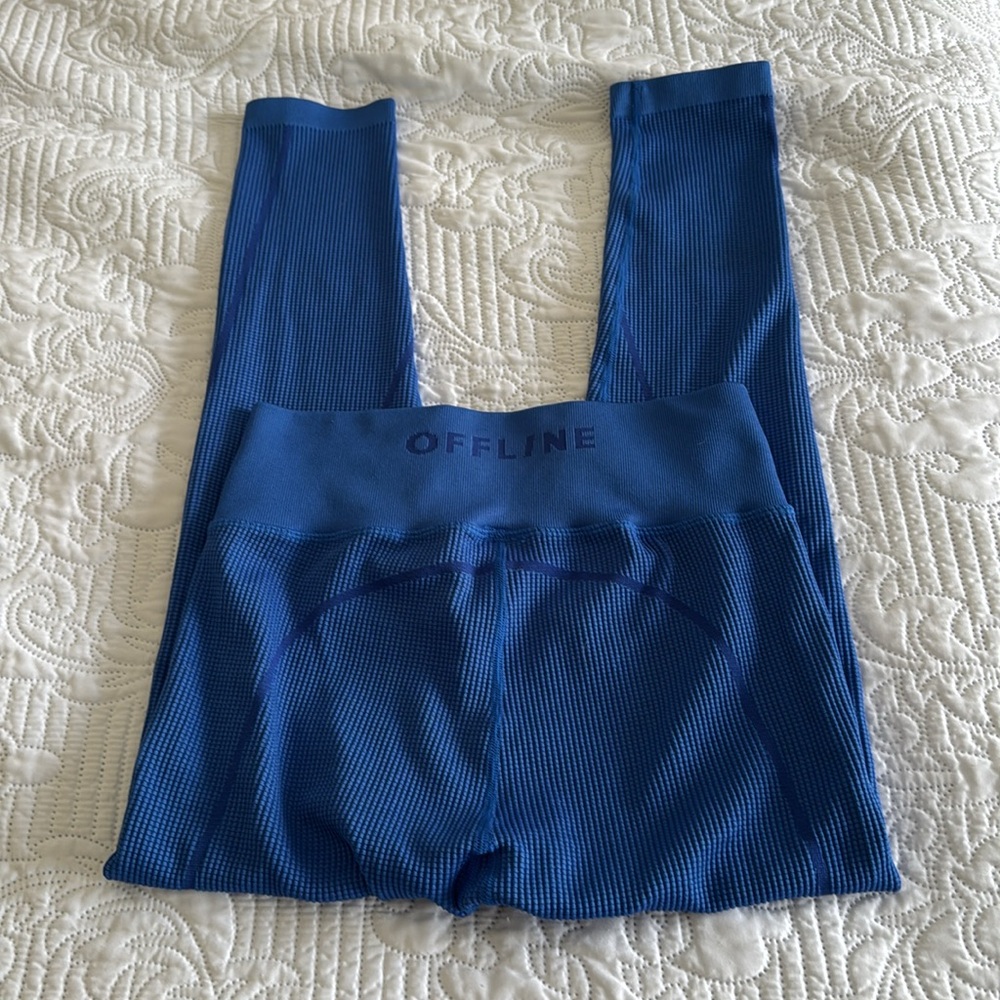 Blue Leggings with 'OFFLINE' Waistband